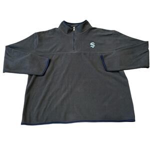 NHL Women's Seattle Kraken Quarter Zip Fleece Pullover Charcoal Grey Size L